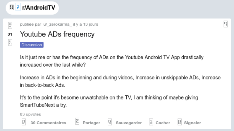 Youtube ads frequency increase (post on Reddit)