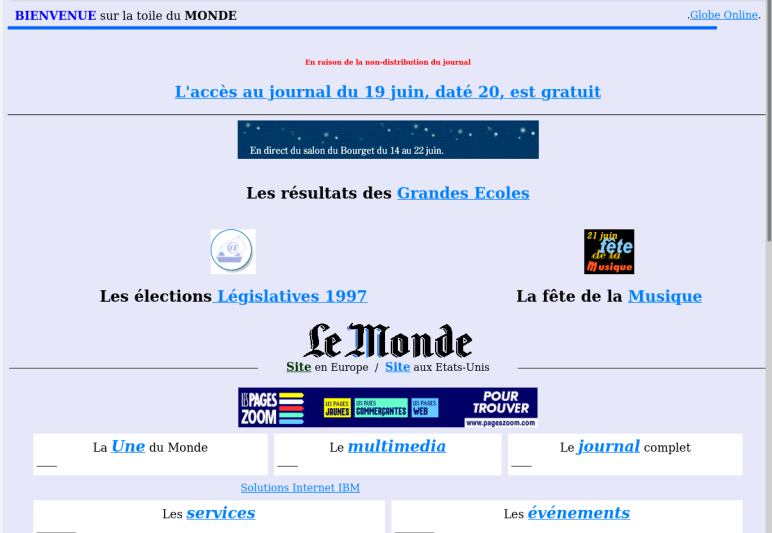 Page www.lemonde.fr du 22 juin 1997