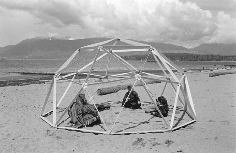 Geodesic Dome Construction on Kitsilano Beach. April, 1970