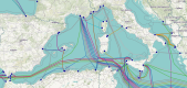 Carte des câbles sous-marins du réseau Internet (France, Sud)