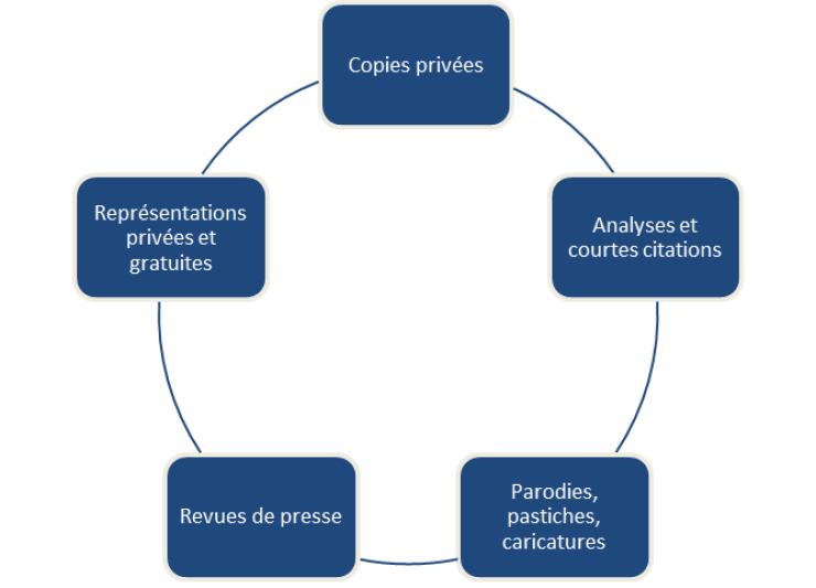 Les principales exceptions au droit d'auteur.