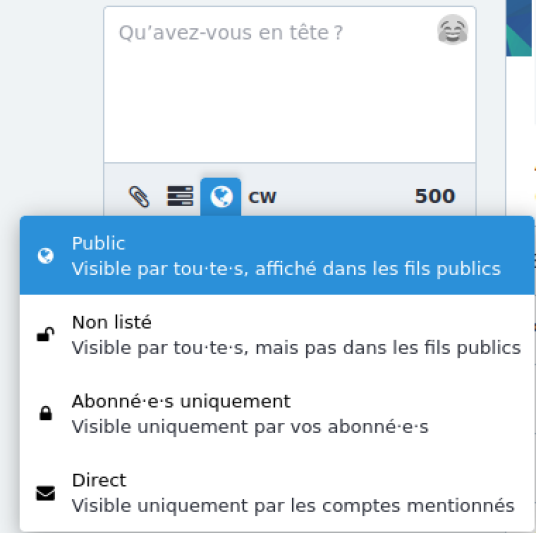 Choix de la visibilité d'un message