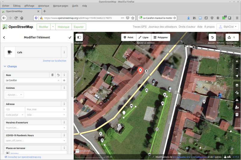 Correction du nom d'un café sur OpenStreetMap