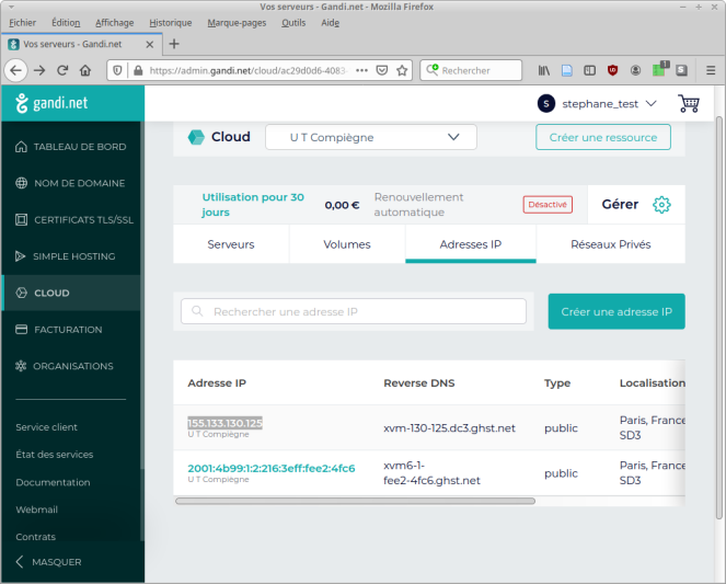 Adresse IPv4 d'un VPS