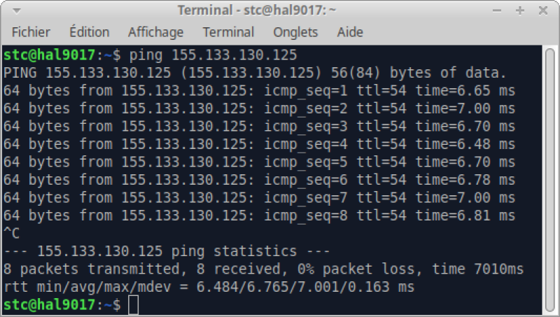 Commande ping pour tester la disponibilité d'un VPS