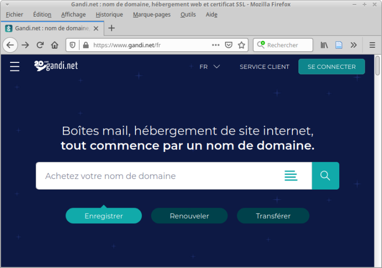 Accueil du site gandi.net