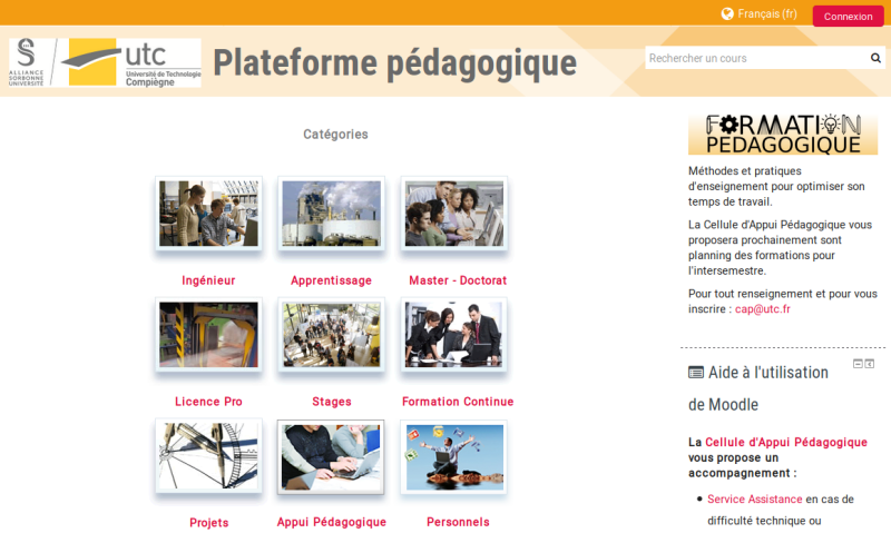 Plateforme pédagogique d'une université : Moodle