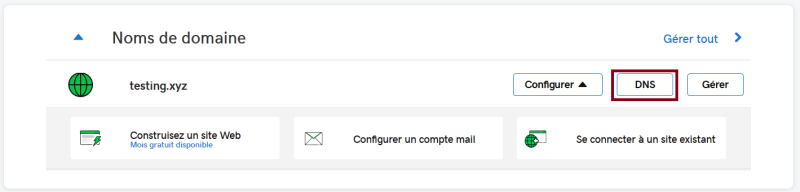 On a juste à se rendre dans la partie DNS