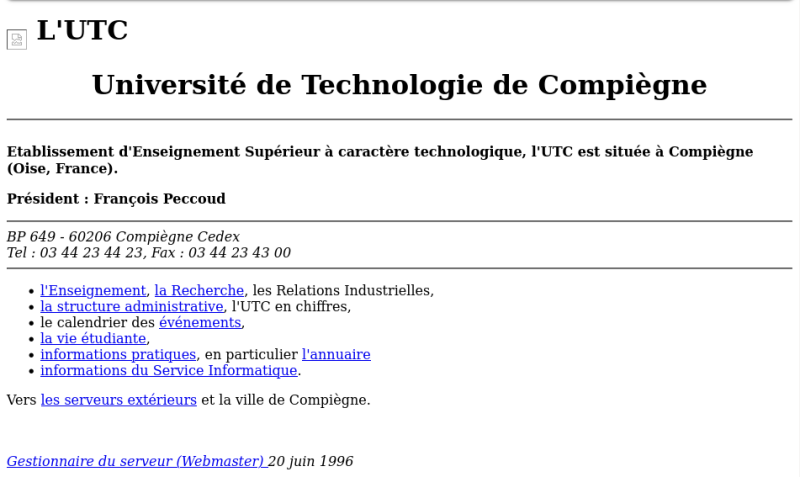 Site kappa.utc.fr, le premier site publié à l'UTC ? (13 avril 1997)